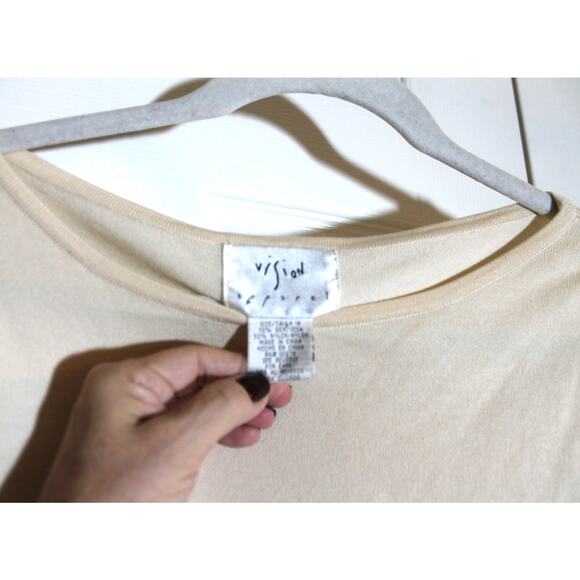 Vision Apparel Vintage Ivory Silk Blend Sweater w/ Beaded Fish sz 16 - Picture 4 of 4